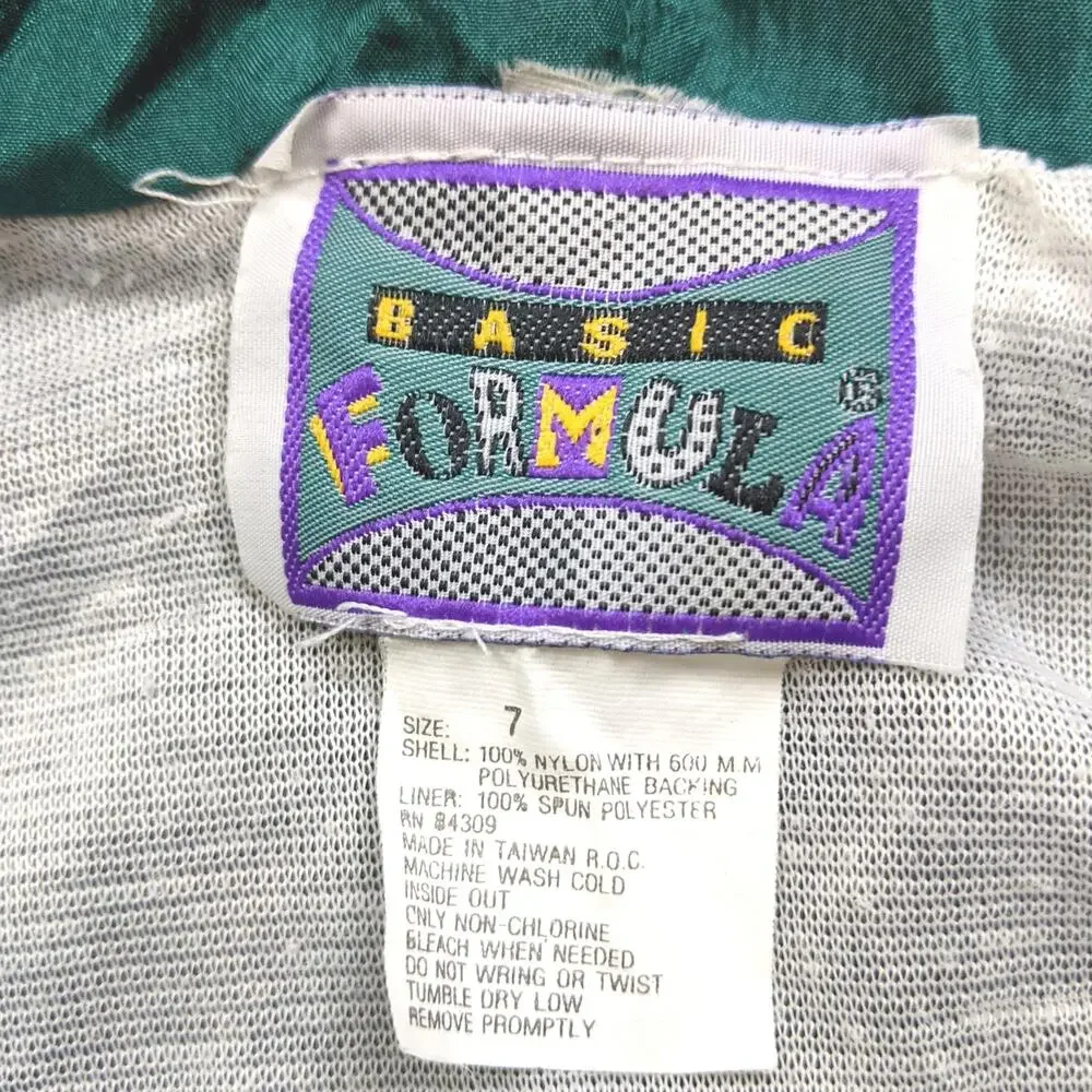 Vintage Basic Formula Windbreaker Jacket Unisex Children's Kids Size 6-7 Green